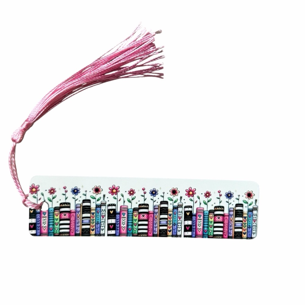 Floral Bookmark with Pink Tassel